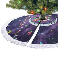 Funny Astronauts Sit On Flamingo Christmas Tree Skirt Xmas Holiday Patterns - Wonder Print Shop