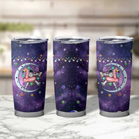 Funny Astronauts Sit On Flamingo Christmas Tumbler Cup Xmas Holiday Patterns - Wonder Print Shop