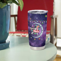Funny Astronauts Sit On Flamingo Christmas Tumbler Cup Xmas Holiday Patterns - Wonder Print Shop
