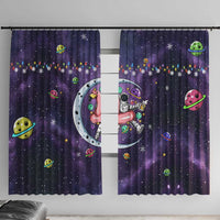 Funny Astronauts Sit On Flamingo Christmas Window Curtain Xmas Holiday Patterns - Wonder Print Shop