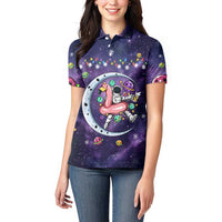 Funny Astronauts Sit On Flamingo Christmas Women Polo Shirt Xmas Holiday Patterns - Wonder Print Shop