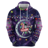 Funny Astronauts Sit On Flamingo Christmas Zip Hoodie Xmas Holiday Patterns - Wonder Print Shop