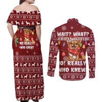 Chihuahua Attitude Christmas Couples Matching Off Shoulder Maxi Dress and Long Sleeve Button Shirt Xmas Holiday Patterns - Wonder Print Shop