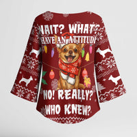 Chihuahua Attitude Christmas Kimono Sleeve Blouse Xmas Holiday Patterns - Wonder Print Shop