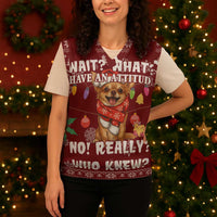 Chihuahua Attitude Christmas Knitted V-Neck Vest Xmas Holiday Patterns - Wonder Print Shop