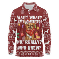 Chihuahua Attitude Christmas Long Sleeve Polo Shirt Xmas Holiday Patterns - Wonder Print Shop