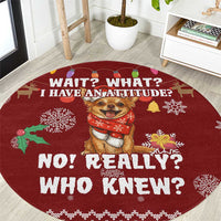 Chihuahua Attitude Christmas Round Carpet Xmas Holiday Patterns - Wonder Print Shop