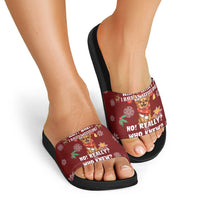 Chihuahua Attitude Christmas Slide Sandals Xmas Holiday Patterns - Wonder Print Shop