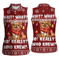 Chihuahua Attitude Christmas Women Sleeveless Polo Shirt Xmas Holiday Patterns - Wonder Print Shop