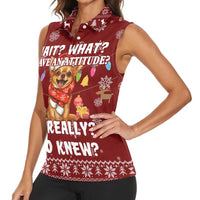Chihuahua Attitude Christmas Women Sleeveless Polo Shirt Xmas Holiday Patterns - Wonder Print Shop