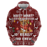 Chihuahua Attitude Christmas Zip Hoodie Xmas Holiday Patterns - Wonder Print Shop