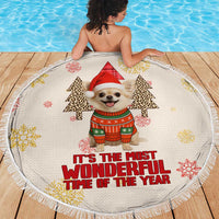 Chihuahua The Most Beautiful Time Xmas Christmas Beach Blanket Xmas Holiday Patterns - Wonder Print Shop
