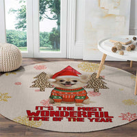 Chihuahua The Most Beautiful Time Xmas Christmas Round Carpet Xmas Holiday Patterns - Wonder Print Shop