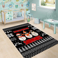 Chillin With My Snowmies Christmas Area Rug Xmas Holiday Patterns - Wonder Print Shop