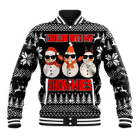Chillin With My Snowmies Christmas Baseball Jacket Xmas Holiday Patterns - Wonder Print Shop