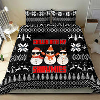 Chillin With My Snowmies Christmas Bedding Set Xmas Holiday Patterns - Wonder Print Shop