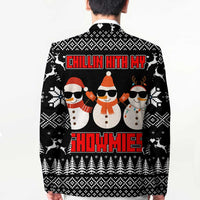 Chillin With My Snowmies Christmas Blazer Xmas Holiday Patterns - Wonder Print Shop