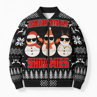 Chillin With My Snowmies Christmas Bomber Puffer Jacket Xmas Holiday Patterns - Wonder Print Shop