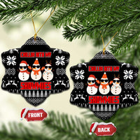 Chillin With My Snowmies Christmas Ceramic Ornament Xmas Holiday Patterns - Wonder Print Shop