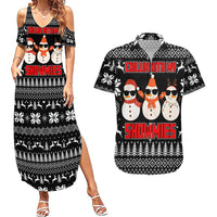 Chillin With My Snowmies Christmas Couples Matching Summer Maxi Dress and Hawaiian Shirt Xmas Holiday Patterns - Wonder Print Shop
