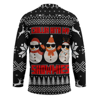 Chillin With My Snowmies Christmas Hockey Jersey Xmas Holiday Patterns - Wonder Print Shop