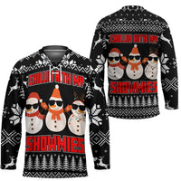 Chillin With My Snowmies Christmas Hockey Jersey Xmas Holiday Patterns - Wonder Print Shop