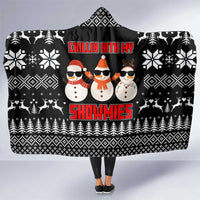 Chillin With My Snowmies Christmas Hooded Blanket Xmas Holiday Patterns - Wonder Print Shop