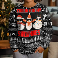 Chillin With My Snowmies Christmas Kid Ugly Christmas Sweater Xmas Holiday Patterns - Wonder Print Shop