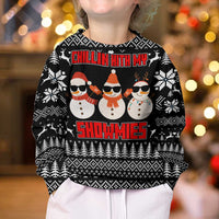 Chillin With My Snowmies Christmas Kid Ugly Christmas Sweater Xmas Holiday Patterns - Wonder Print Shop