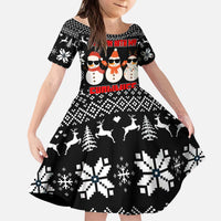 Chillin With My Snowmies Christmas Kid Short Sleeve Dress Xmas Holiday Patterns - Wonder Print Shop