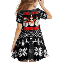 Chillin With My Snowmies Christmas Kid Short Sleeve Dress Xmas Holiday Patterns - Wonder Print Shop
