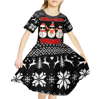 Chillin With My Snowmies Christmas Kid Short Sleeve Dress Xmas Holiday Patterns - Wonder Print Shop