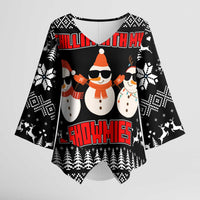 Chillin With My Snowmies Christmas Kimono Sleeve Blouse Xmas Holiday Patterns - Wonder Print Shop