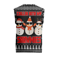 Chillin With My Snowmies Christmas Knitted V-Neck Vest Xmas Holiday Patterns - Wonder Print Shop