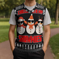 Chillin With My Snowmies Christmas Knitted V-Neck Vest Xmas Holiday Patterns - Wonder Print Shop