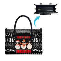 Chillin With My Snowmies Christmas Leather Bag Xmas Holiday Patterns - Wonder Print Shop