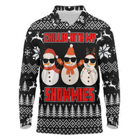 Chillin With My Snowmies Christmas Long Sleeve Polo Shirt Xmas Holiday Patterns - Wonder Print Shop