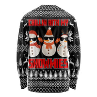 Chillin With My Snowmies Christmas Long Sleeve Shirt Xmas Holiday Patterns - Wonder Print Shop