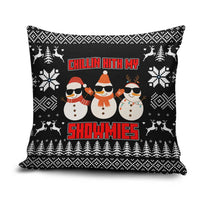 Chillin With My Snowmies Christmas Pillow Cover Xmas Holiday Patterns - Wonder Print Shop