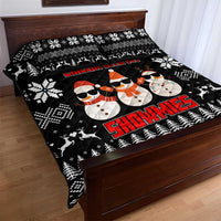 Chillin With My Snowmies Christmas Quilt Bed Set Xmas Holiday Patterns - Wonder Print Shop