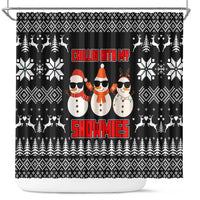 Chillin With My Snowmies Christmas Shower Curtain Xmas Holiday Patterns - Wonder Print Shop