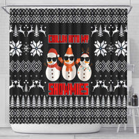 Chillin With My Snowmies Christmas Shower Curtain Xmas Holiday Patterns - Wonder Print Shop