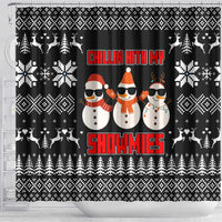 Chillin With My Snowmies Christmas Shower Curtain Xmas Holiday Patterns - Wonder Print Shop