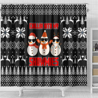 Chillin With My Snowmies Christmas Shower Curtain Xmas Holiday Patterns - Wonder Print Shop
