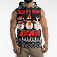 Chillin With My Snowmies Christmas Sleeveless Hoodie Xmas Holiday Patterns - Wonder Print Shop