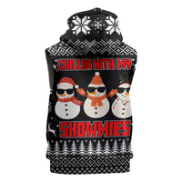 Chillin With My Snowmies Christmas Sleeveless Zip Hoodie Xmas Holiday Patterns - Wonder Print Shop