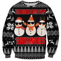 Chillin With My Snowmies Christmas Sweatshirt Xmas Holiday Patterns - Wonder Print Shop