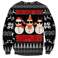 Chillin With My Snowmies Christmas Sweatshirt Xmas Holiday Patterns - Wonder Print Shop