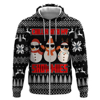 Chillin With My Snowmies Christmas Zip Hoodie Xmas Holiday Patterns - Wonder Print Shop