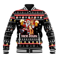Christmas Brewdolph Reindeer Baseball Jacket Xmas Holiday Patterns - Wonder Print Shop